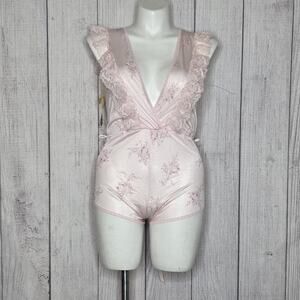 Vintage Taryn Alexander Pink Lace Lingerie Romper Deadstock, sz Large